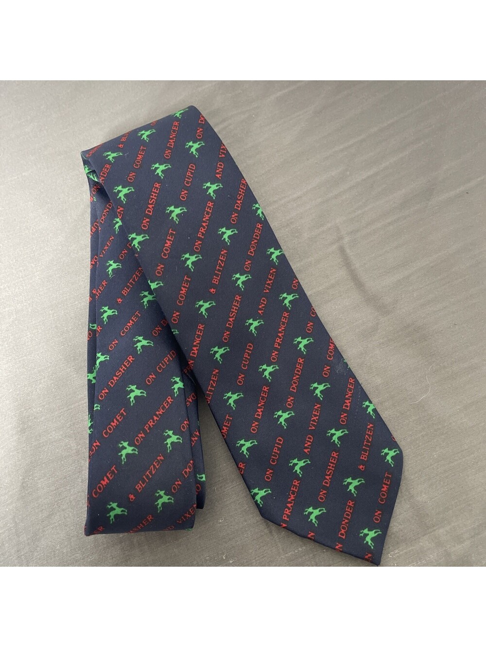 Winter Christmas Reindeer Navy Blue Red Green Men’s Necktie Gallery Originals